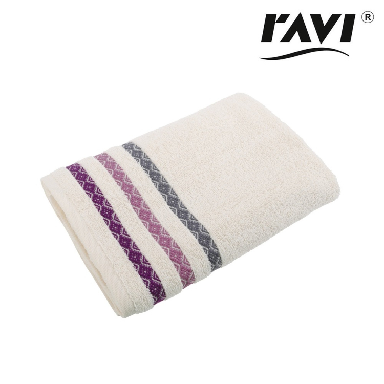 Ręcznik kąpielowy TANGER 70x140cm kremowo-fioletowy RAVI